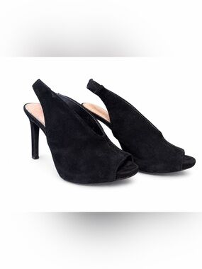 Jessica Simpson Black Suede Peep-Toe Slingback Heels